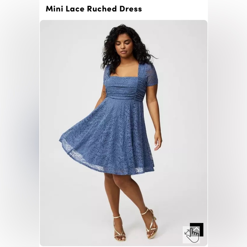 Torrid Elegant Blue Mini Lace Ruched Dress